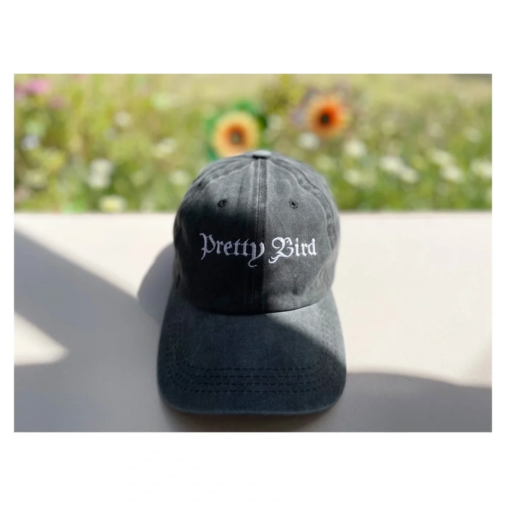 Pretty Bird Grey Stone Washed Cotton Twill Cap - Picture 6 of 13
